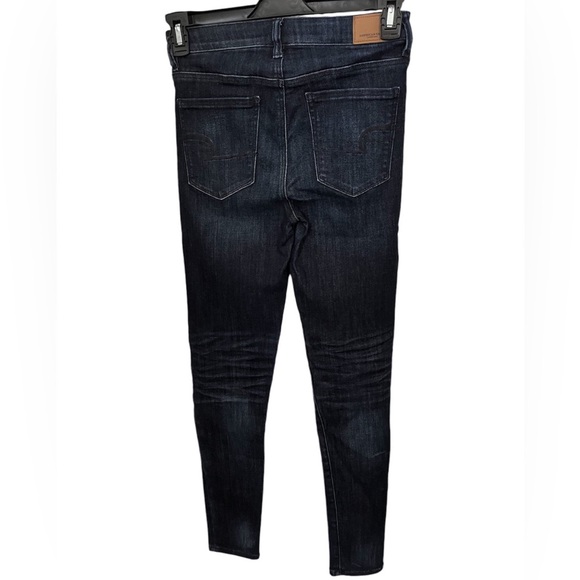 American Eagle Dark Wash Super Hi Rise Stretchy Skinny Jeggings Size 4 - Picture 2 of 9